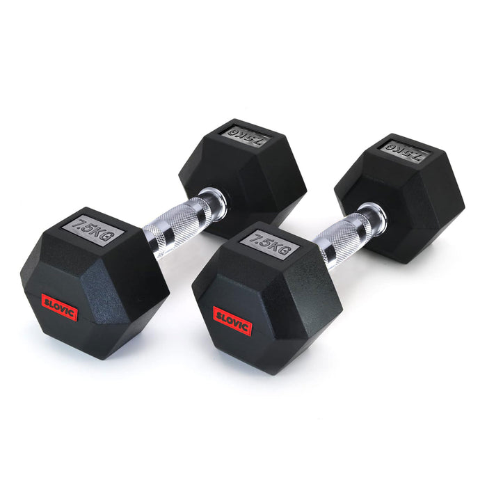Slovic Dumbbell Set [2.5 KG to 10 KG ]| Hexa Dumbbells Set for Home Workout | Dumbbells Pair for Exercise | Gym Equipment for Home Workout | Anti Skid Rubber | Dumbbell Black