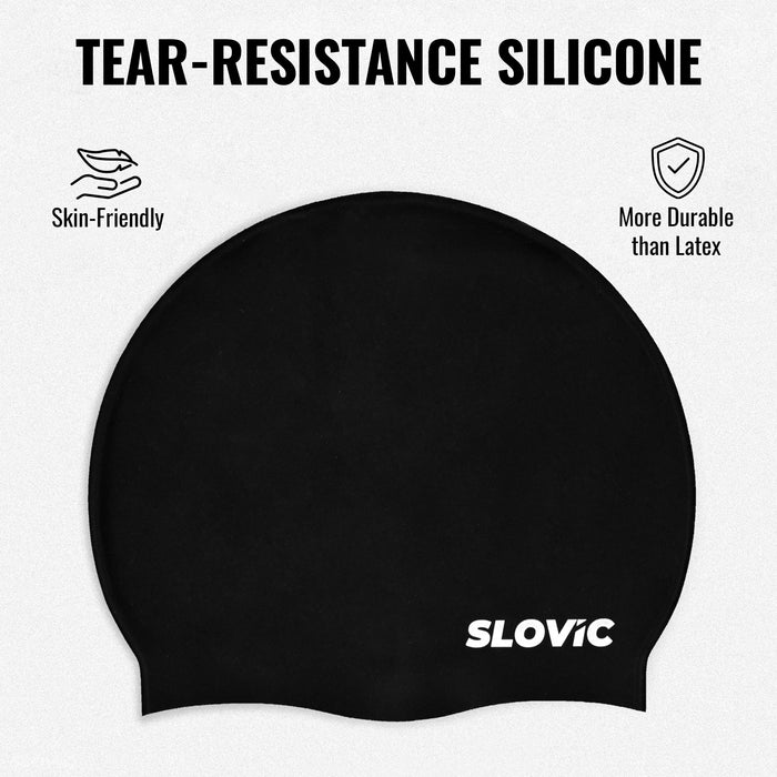 SLOVIC Swimming Cap | Adult | Unisex | Black