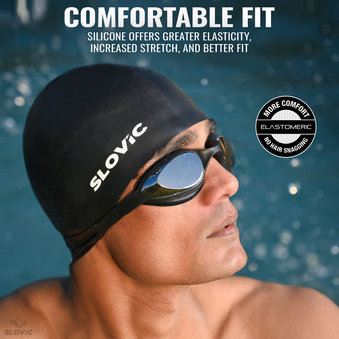 SLOVIC Swimming Cap | Adult | Unisex | Black