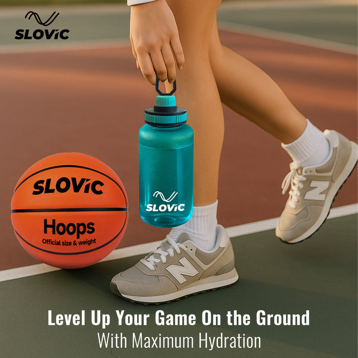 SLOVIC Water Bottle with Screw Cap [600 ML] | Leaf-Proof Gym Bottles for Adults | 100% BPA Free Water Bottle for School Kids | Ideal for Traveling & Office | Ergonomic Carry Handle | Transparent Blue