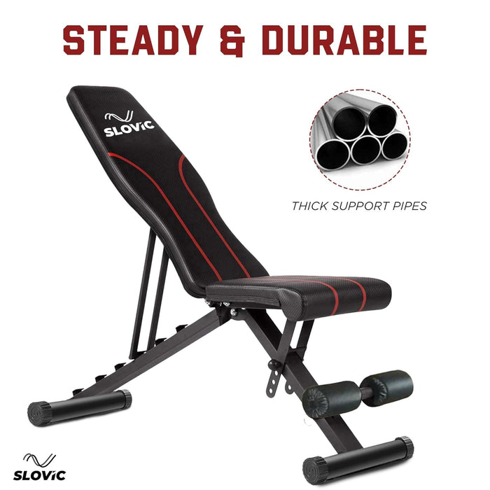 SLOVIC Adjustable and Foldable Fitness Bench for Home Workout