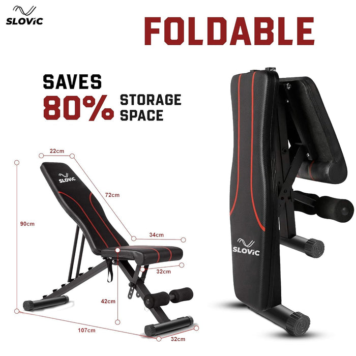 SLOVIC Adjustable and Foldable Fitness Bench for Home Workout