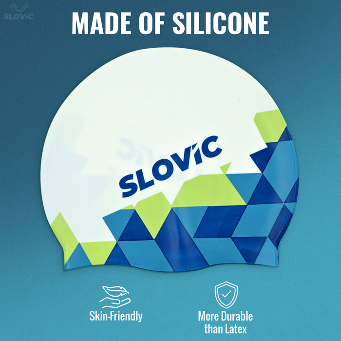 SLOVIC Silicone Swimming Cap | Adult | Unisex | Box Pattern