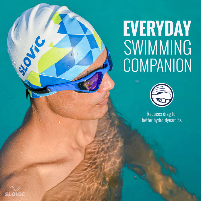 SLOVIC Silicone Swimming Cap | Adult | Unisex | Box Pattern