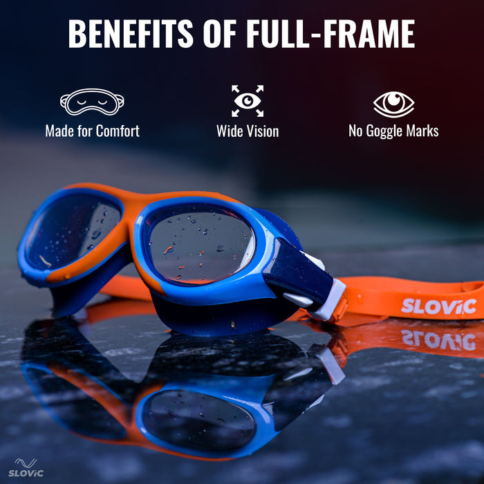 SLOVIC Swimming Kit for Kids | Swimming Goggles & Swimming Cap for Boys & Girls | Blue & Orange