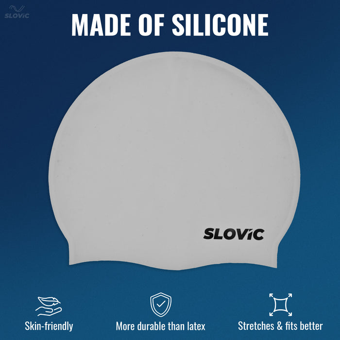 SLOVIC Swimming Combo | Swimming Goggles & Cap | Adult | Unisex | Grey