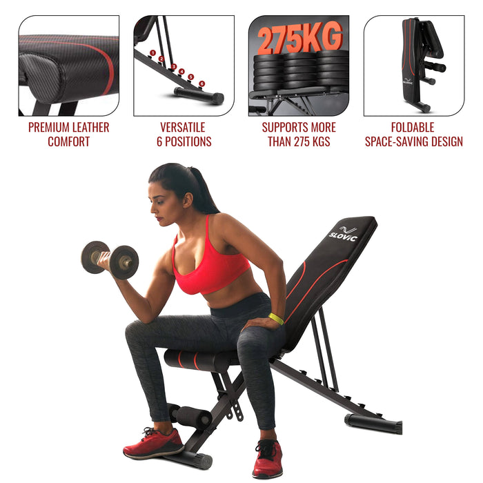 SLOVIC Adjustable and Foldable Fitness Bench for Home Workout