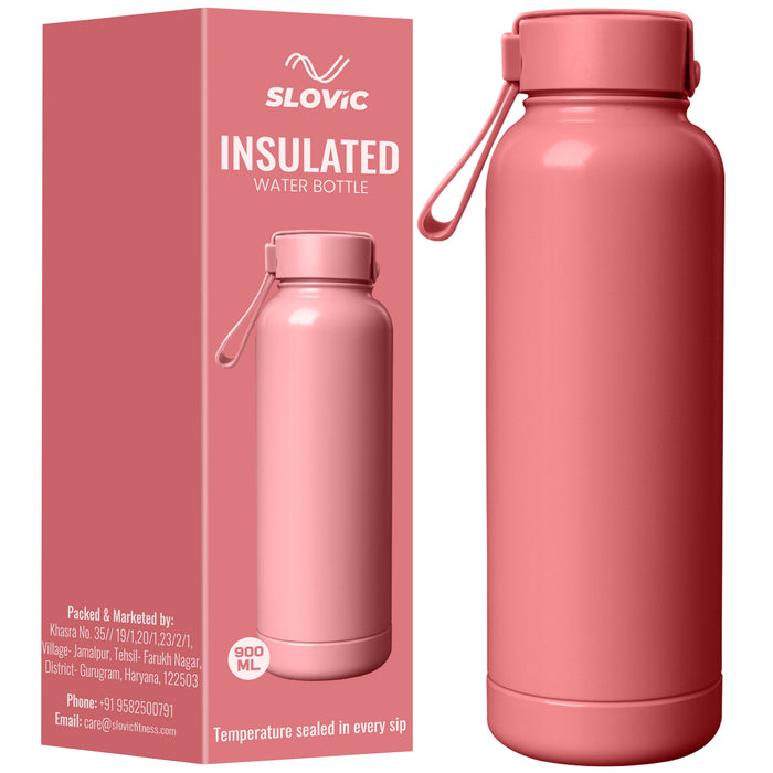 SLOVIC PU Insulated Water Bottle [900 ML] | Stainless Steel Water Bottle for School Kids | 100% BPA Free & Leak Proof |Keeps Water Hot & Cold upto 4 Hrs | Ideal for Home, Office, Gym, School & Travel