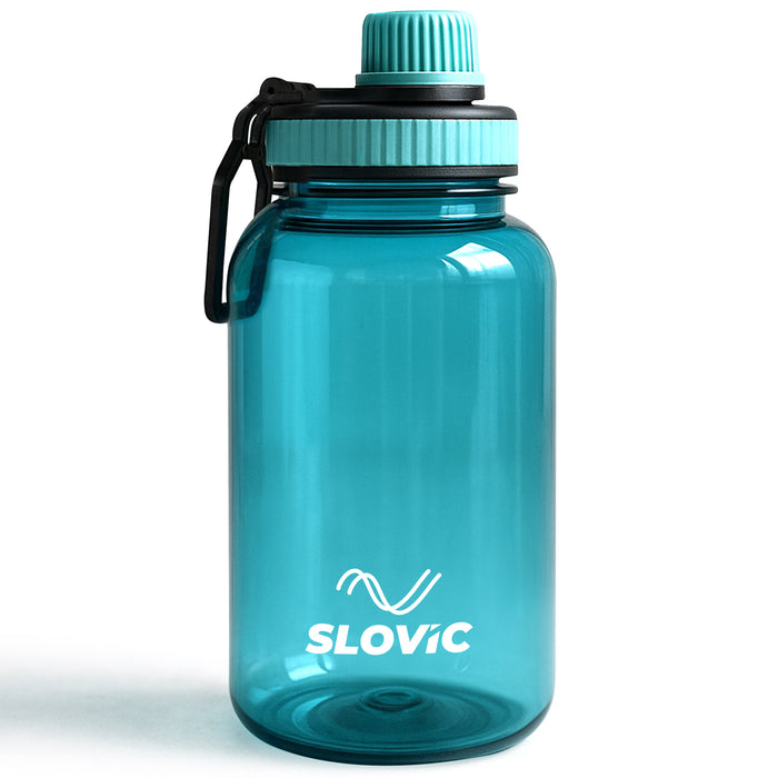 SLOVIC Water Bottle with Screw Cap [600 ML] | Leaf-Proof Gym Bottles for Adults | 100% BPA Free Water Bottle for School Kids | Ideal for Traveling & Office | Ergonomic Carry Handle | Transparent Blue