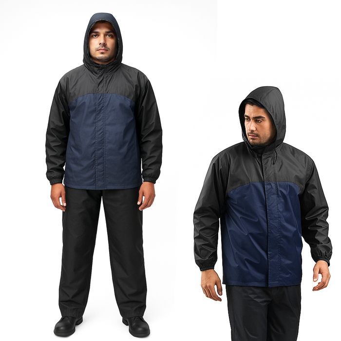 Sloivc Rain Coat for Men Waterproof | Rain Jacket for Men Waterproof | Durable & Lightweight Raincoat with Cap & Pant | Camping Accessories for Outdoor | Navy Blue