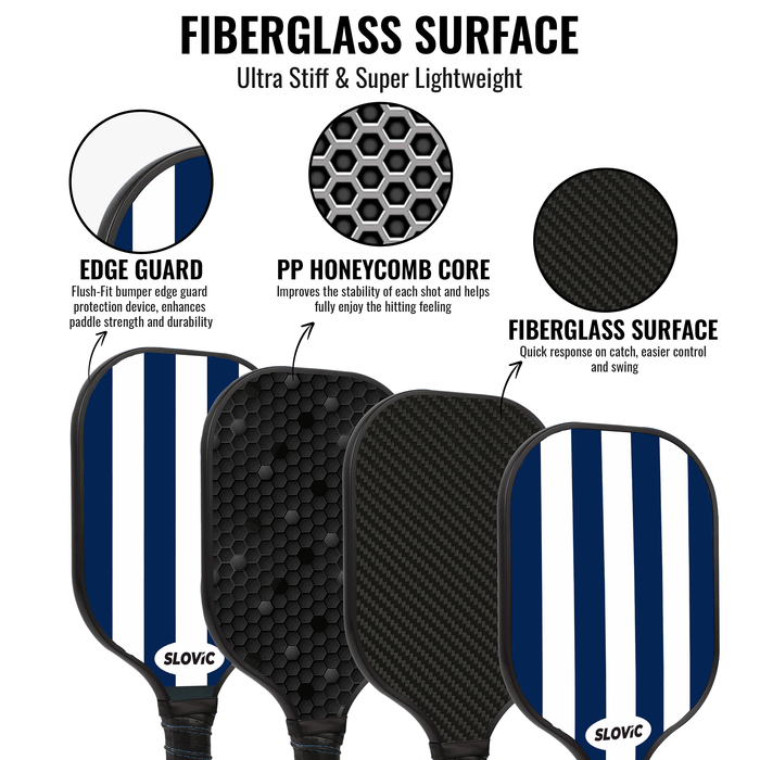 Slovic Pickle Ball Racket [1 x Racket] | PickleBall Rackets with Fiberglass Paddles | Honeycomb Composite Core with Non-Slip Grip | Lightweight & Durable Paddle for Indoor & Outdoor | Comes with Cover