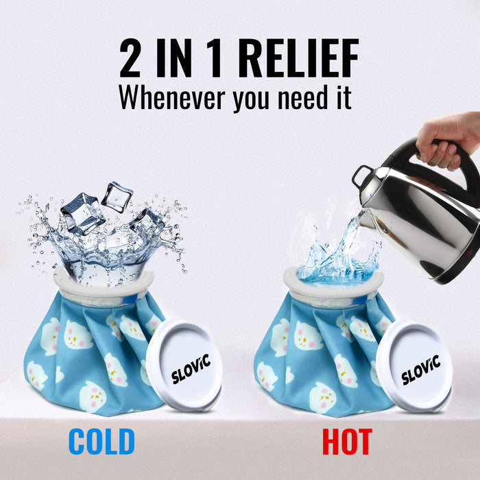 Slovic Cold & Hot Water Bag for Pain Relief [9 Inches] | 2 in 1 Ice Packs for Pain Relief | leakproof & Durable | Ideal for Joint Pain, Muscle Pain, Injuries and Hot & Cold Therapy