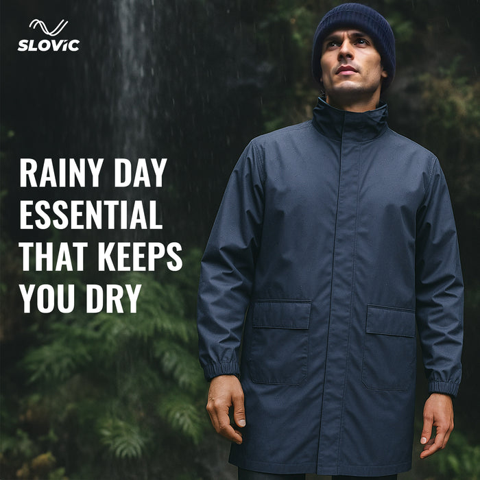 Sloivc Poncho Rain Coat for Men & Women Waterproof | Rain Jacket for Men Waterproof | Durable & Lightweight Unisex Raincoat | Camping Accessories for Outdoor | Navy Blue