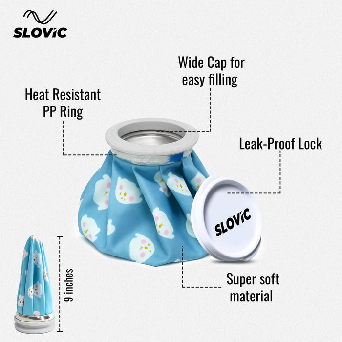 Slovic Cold & Hot Water Bag for Pain Relief [9 Inches] | 2 in 1 Ice Packs for Pain Relief | leakproof & Durable | Ideal for Joint Pain, Muscle Pain, Injuries and Hot & Cold Therapy