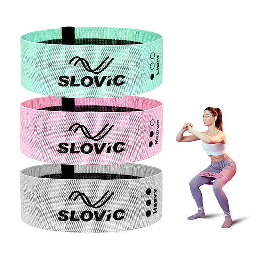 Slovic Fabric Resistance Band Anti-Slip Mini Loop Resistance Bands for Calisthenics (Set of 3)
