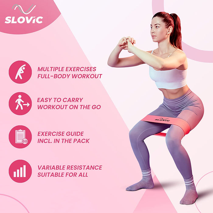Slovic Fabric Resistance Band Anti-Slip Mini Loop Resistance Bands for Calisthenics (Set of 3)